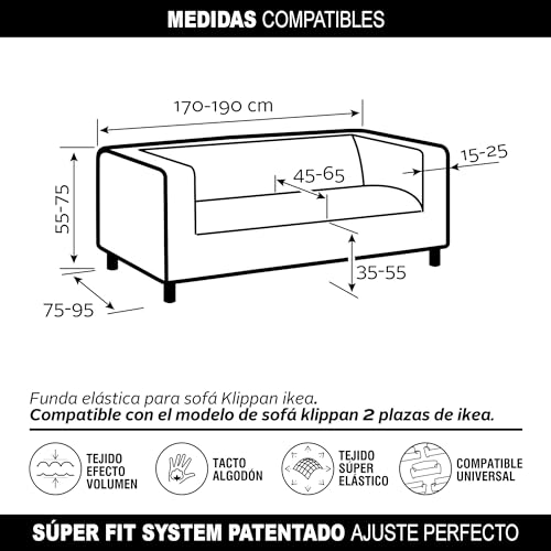 Funda Sofá F.S. Klippan - Protector de Calidad, Producto ecológico. Super Ajustable, tamaño Universal. Fácil Lavado - antiácaros. Duradera y Resistente. Modelo Novele Color Beige