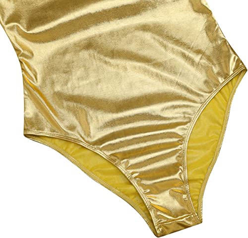 FUREINSTORE Maillot de Danza Ballet Gimnasia Leotardo Body Clásico Brillante Elástico para Niñas de Manga Larga Cuello Redondo para Bailarina (4 Años, Morado)