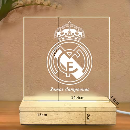 FUSIYU Lampara Personalizada 3D del Real Madrid Barcelona Betis, Futbol Lampara Personalizada, Futbolistas Originales fc Regalo Cumpleaños Niño Adolescente Mesa de Noche Luz Infantil