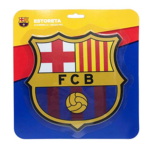 Fútbol Club Barcelona - Alfombrilla para Ratón - Forma y Colores del Escudo del Club - Base de Goma Antideslizante - Revestimiento Impermeable - Producto Oficial del Equipo