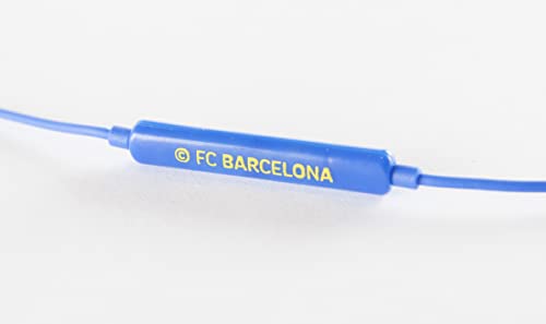 Fútbol Club Barcelona - Auriculares Tipo Botón con Cable de 120 cm - Reducción de Ruido - Clavija Mini Jack 3.5 mm - Con Botón para Subir y Bajar el Volumen - Producto Oficial del Equipo