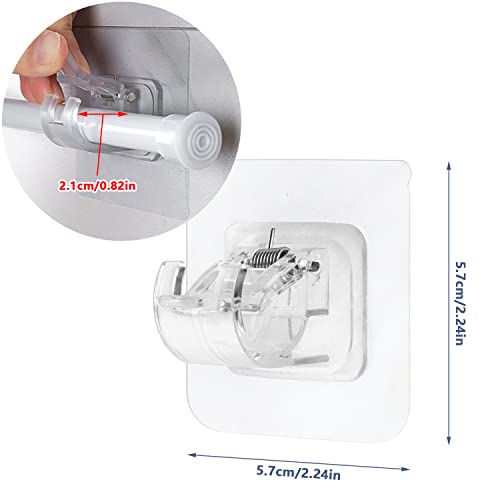 Fyihoxi 10 Piezas Soporte de Barra de Cortina Autoadhesivo, Ganchos Autoadhesivos Transparentes, Soporte Barra Cortina Sin Taladrar para Hogar Dormitorio Oficina