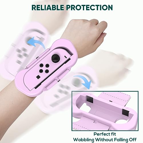 FYOUNG Pulsera para Just Dance 2024 2023 2022 2021, paquete de 2 pulseras elásticas ajustables para Zumba Compatible con Nintendo Switch/Switch OLED - Púrpura/Verde