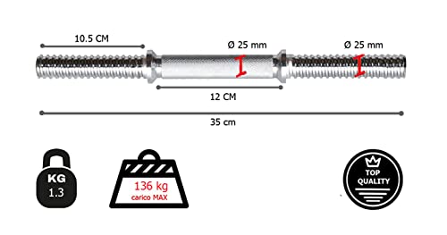 G5 HT SPORT Barras para Manillar – Mancuernas con Cierres incluidos | Par o canastas | Longitud 35 o 38 cm | Diámetro del Agujero 25 mm (Manillar Individual Cierre de Tornillo (35 cm)