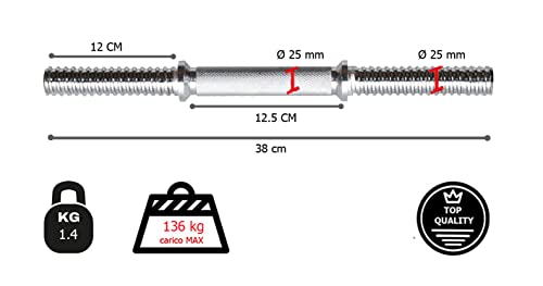 G5 HT SPORT Barras para manillar – Mancuernas con cierres incluidos | Par o canastas | Longitud 35 o 38 cm | Diámetro del agujero 25 mm (manillar individual cierre de tornillo (38 cm)