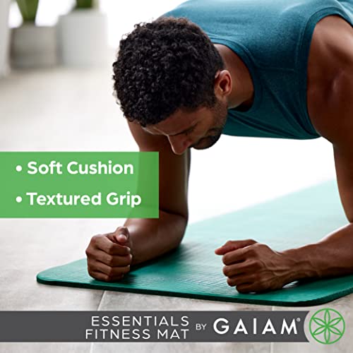 Gaiam Essentials - Esterilla de yoga gruesa para fitness y ejercicio con correa de transporte de fácil cincha, morado, 72 pulgadas de largo x 24 pulgadas de ancho x 2/5 pulgadas de grosor, 10 mm