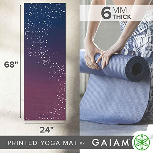 Gaiam Esterilla de yoga con impresión premium extra gruesa antideslizante para todo tipo de yoga, pilates y entrenamientos de suelo, cielo sublime, 6 mm