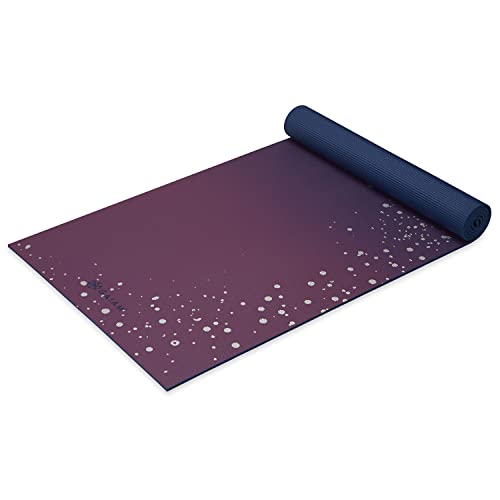 Gaiam Esterilla de yoga con impresión premium extra gruesa antideslizante para todo tipo de yoga, pilates y entrenamientos de suelo, cielo sublime, 6 mm