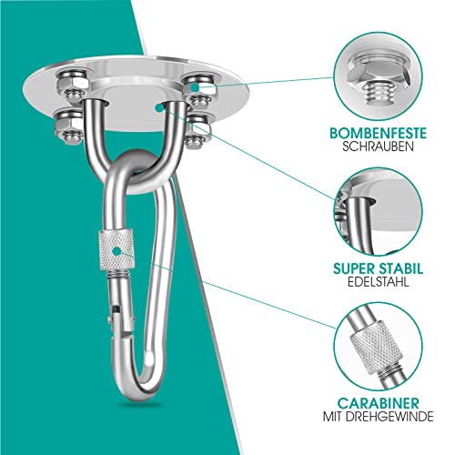 Gancho de Techo, Soporte de Techo para Saco de Boxeo de Acero Inoxidable de hasta 400 kg, Gancho de Techo Resistente para Hamaca para Silla Colgante, Saco de Boxeo, Entrenador de Cabestrillo