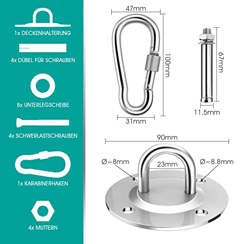 Gancho de Techo, Soporte de Techo para Saco de Boxeo de Acero Inoxidable de hasta 400 kg, Gancho de Techo Resistente para Hamaca para Silla Colgante, Saco de Boxeo, Entrenador de Cabestrillo