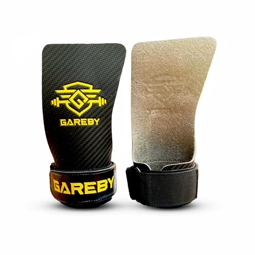 Gareby Calleras para Crossfit Cross Training Carbon Grips para Gimnasio Sin Agujeros Guantes para Fitness(A, Oro)