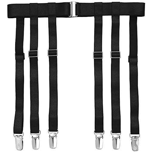 GARGALA Liguero para mujer, calcetines sexys Simplicity para medias altas hasta el muslo con clips de metal 4/6, 6 correas negras con clips de tirantes, Talla única