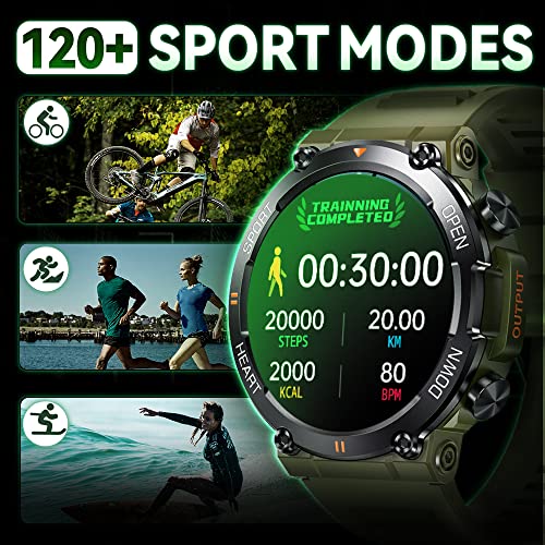 GaWear Reloj Inteligente Hombre, Hombre 1.39"HD Pantalla Táctil Completo con Llamadas Pulsómetro Presión Arterial,Monito de Sueño,Podómetro Pulsera Android iOS(Verde)