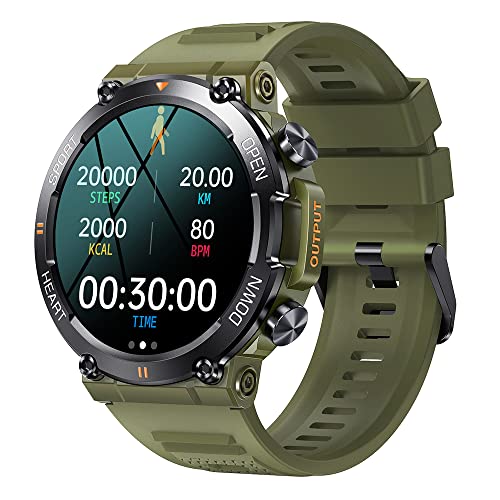 GaWear Reloj Inteligente Hombre, Hombre 1.39"HD Pantalla Táctil Completo con Llamadas Pulsómetro Presión Arterial,Monito de Sueño,Podómetro Pulsera Android iOS(Verde)