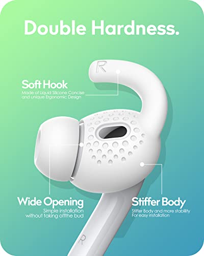 Gcioii 3 Pares AirPods Pro 2 Ear Hooks Orejeras Antideslizantes Accesorios de Silicona [Bolsa de Almacenamiento añadida] Accesorios Compatible con Apple AirPods Pro 2.ª Generación 2022 (Blanco)