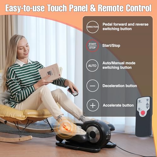 GEARSTONE Elíptica para Debajo del Escritorio, ejercitador de Pedal portátil silencioso eléctrico, 12 velocidades Ajustables, Monitor LCD y Control Remoto, hogar y Oficina, Adecuado para Todos