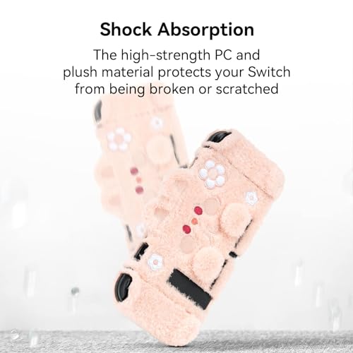 GeekShare Linda funda protectora de felpa compatible con Nintendo Switch y Joy Con - Absorción de golpes y antiarañazos - Conejito de peluche