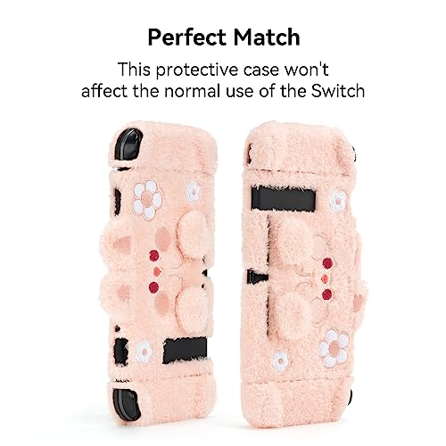 GeekShare Linda funda protectora de felpa compatible con Nintendo Switch y Joy Con - Absorción de golpes y antiarañazos - Conejito de peluche