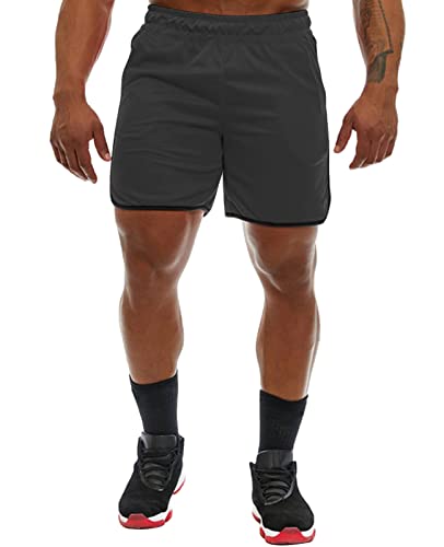 Genfien Pantalones Cortos de Deporte para Hombre Secado Rápido Transpirables de Malla Pantalones Cortos para Correr con Bolsillos de Verano