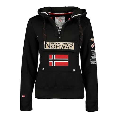 Geographical Norway GYMCLASS Men - Sudadera con Capucha y de Bolsillo Canguro para Hombre - Sudadera con Logo de la Marca y Manga Larga (Negro, XXL)