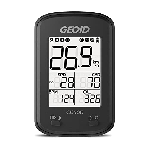 GEOID CC400 GPS Bicicleta Computadora Inalámbrico Impermeable Bicicleta Velocímetro Ciclismo Odómetro IPX6 Impermeable,Ant+/Bluetooth Computadora inalámbrica para Bicicleta