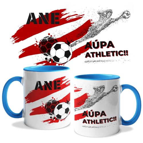 Getsingular Taza Athletic Club Bilbao. Taza personalizada nombre y colores de tu equipo de fútbol. Tu taza desayuno de 330 ml de cerámica y del Athletic Club Bilbao. Regalos athletic bilbao.