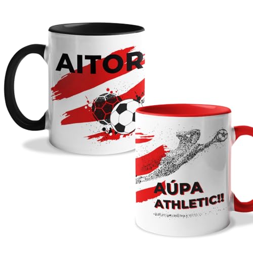 Getsingular Taza Athletic Club Bilbao. Taza personalizada nombre y colores de tu equipo de fútbol. Tu taza desayuno de 330 ml de cerámica y del Athletic Club Bilbao. Regalos athletic bilbao.