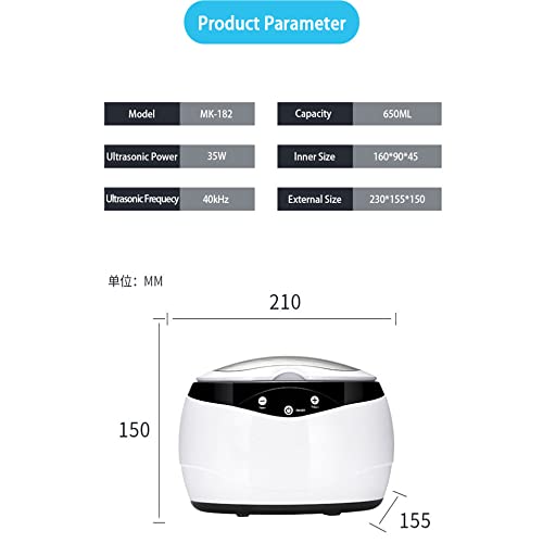 GFFG Limpiador ultrasónico dispositivo de limpieza ultrasónica dispositivo de limpieza de gafas dispositivo ultrasónico 600 ml para gafas joyería relojes prótesis anillos baño