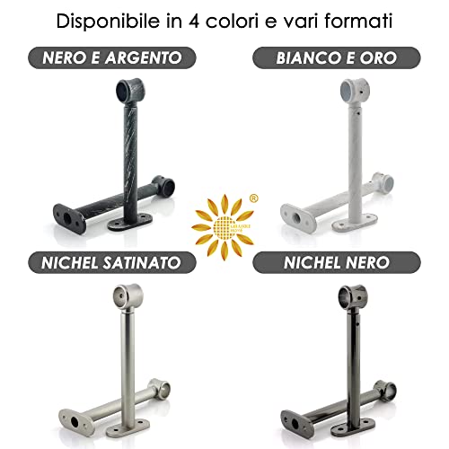 GIRASOLE HOME® Soporte ajustable largo para barra de cortina de 2 piezas, soporte de pared de aluminio resistente para barras de 18-20 mm de diámetro (165 mm de largo, níquel satinado)