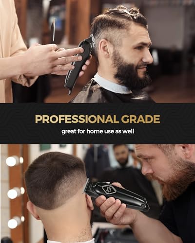 GLAKER Maquina de Cortar Pelo Hombre,Cortapelos Hombre y Recortadora de Barba con Cable e Inalámbrico,Maquina Cortar Pelo Profesional con Palanca Taper Ajustabl y 15 Peines Guía