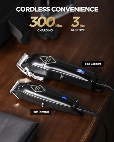 GLAKER Maquina de Cortar Pelo Hombre,Cortapelos Hombre y Recortadora de Barba con Cable e Inalámbrico,Maquina Cortar Pelo Profesional con Palanca Taper Ajustabl y 15 Peines Guía