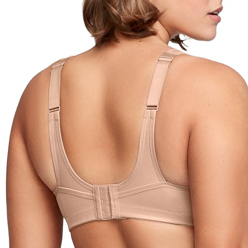 Glamorise Sport-Bustier BH mit perfektem Halt, Sujetador para Mujer, Beige (Cafe), 105E (Talla del Fabricante: 46DD)