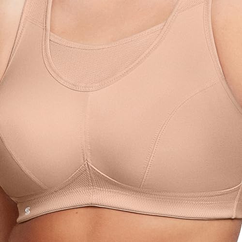 Glamorise Sport-Bustier BH mit perfektem Halt, Sujetador para Mujer, Beige (Cafe), 105E (Talla del Fabricante: 46DD)