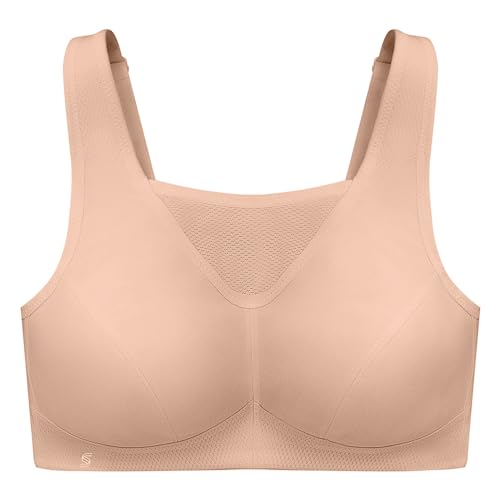 Glamorise Sport-Bustier BH mit perfektem Halt, Sujetador para Mujer, Beige (Cafe), 105E (Talla del Fabricante: 46DD)