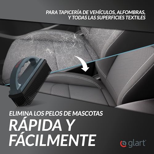 Glart 45THB premium cepillo para mascotas, elimina el pelo de las mascotas y la suciedad de todos los asientos de coche, tapicerías, alfombras, gris/negro, para vehículos, hogar, oficina.