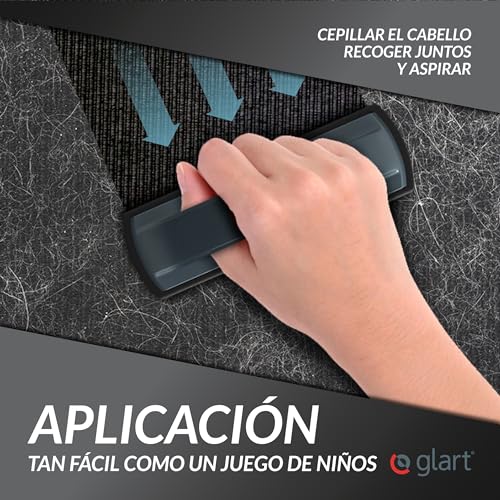 Glart 45THB premium cepillo para mascotas, elimina el pelo de las mascotas y la suciedad de todos los asientos de coche, tapicerías, alfombras, gris/negro, para vehículos, hogar, oficina.