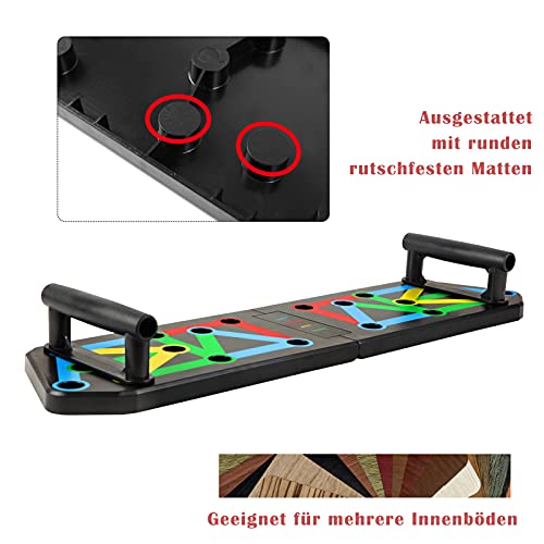 Glymnis Push Up Board 13 en 1 - Tabla de flexiones plegable con asas antideslizantes para entrenamiento muscular, entrenamiento de fuerza, gimnasio en casa