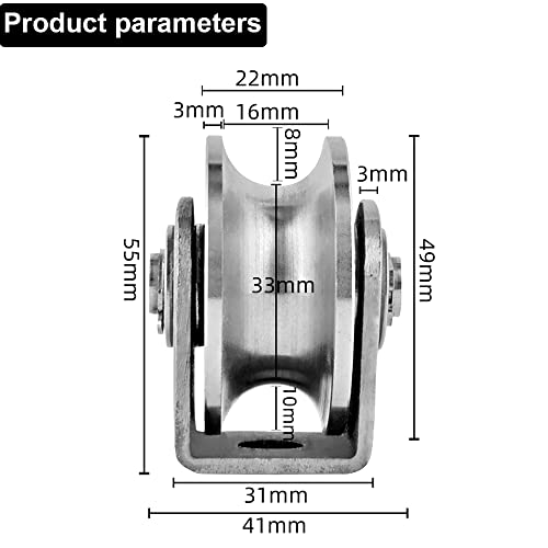 GmeDhc Polea Carrucola con Cuscinetti, Rueda de Polea Simple 38-40mm, Poleas para Cuerda, Poleas de Inversión, Carga Segura 191 kgs, para Cuerdas Uso Interior y Exterior