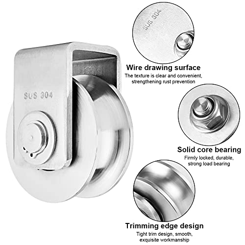 GmeDhc Polea Carrucola con Cuscinetti, Rueda de Polea Simple 38-40mm, Poleas para Cuerda, Poleas de Inversión, Carga Segura 191 kgs, para Cuerdas Uso Interior y Exterior