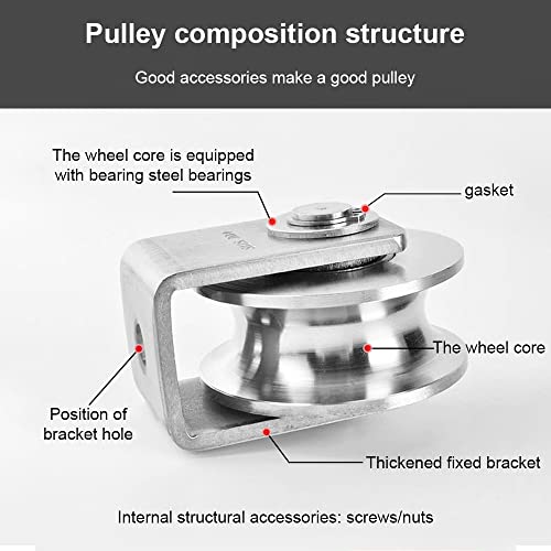 GmeDhc Polea Carrucola con Cuscinetti, Rueda de Polea Simple 38-40mm, Poleas para Cuerda, Poleas de Inversión, Carga Segura 191 kgs, para Cuerdas Uso Interior y Exterior
