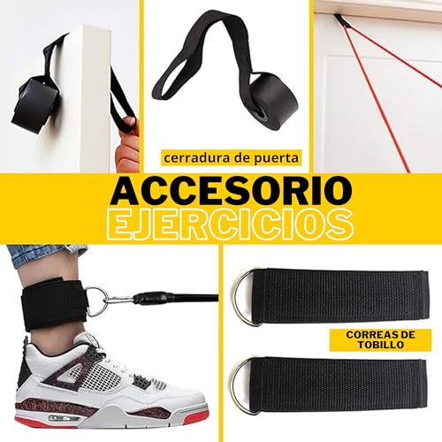 Gomas Elásticas Musculación Bandas de Resistencia para Fitness Pilates Gym Yoga Calistenia Crossfit RTX Correas Entrenamiento en Casa Kit Completo con 11 Piezas Incluido Bolsa 100-150 LBS