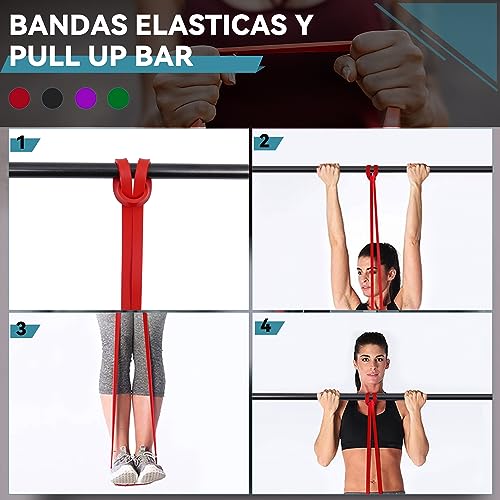 Gomas Elasticas Musculacion Bandas Elasticas Fitness, 4 Piezas Bandas De Resistencia Goma Dominadas De Caucho Natural para Estiramiento, Levantamiento De Potencia, Yoga, Pilates