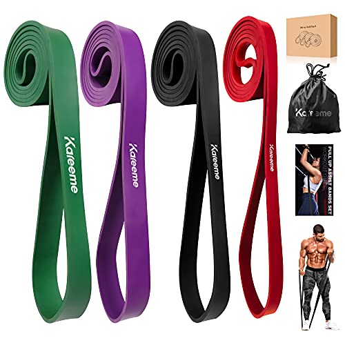 Gomas Elasticas Musculacion Bandas Elasticas Fitness, 4 Piezas Bandas De Resistencia Goma Dominadas De Caucho Natural para Estiramiento, Levantamiento De Potencia, Yoga, Pilates