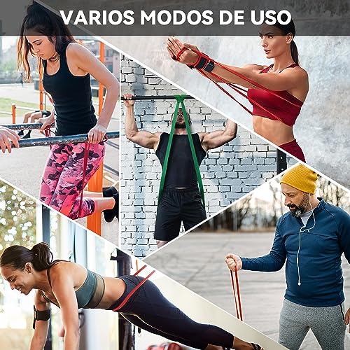 Gomas Elasticas Musculacion Bandas Elasticas Fitness, 4 Piezas Bandas De Resistencia Goma Dominadas De Caucho Natural para Estiramiento, Levantamiento De Potencia, Yoga, Pilates