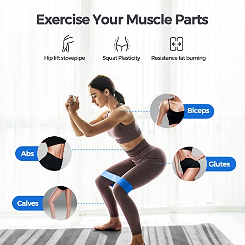 Gomas Elasticas Musculacion, Bandas Elasticas Musculacion Agradables a la Piel con 5 Niveles Ejercicios en Piernas, Gliteos y Brazos, 5 Cintas Elasticas Fitness para Yoga, Pilates, Crossfit, Fuerza