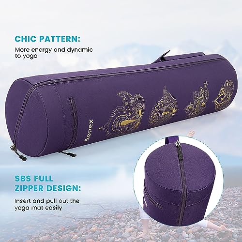 Gonex Bolsa para Colchoneta de Yoga, Funda Esterilla Yoga Ejercicios Fitness Duradera Tela Oxford Impermeable con 2 Bolsillos de Carga, Correa de Hombro Ajustable Extra Ancha Portátil