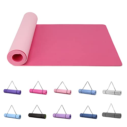 Good Nite Esterilla de yoga para ejercicio, pilates, fitness, para mujeres y hombres, antideslizante, gruesa, 0.23 pulgadas de grosor, de alta densidad, con correa de transporte, TPE, 183 x 61 x 0,6