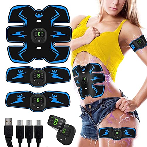 GoodWell EMS Electroestimulador Muscular Abdominales, Estimulador Muscular Abdominales, Masajeador Eléctrico Cinturón con USB, Ejercitador del Abdomen/Brazo/Piernas/Cintura (Hombre/Mujer)