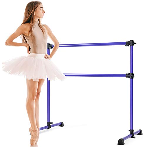 GOPLUS Barra de Ballet Clásica Doble de Altura Ajustable 7-112 cm y Extraíble, para Ballet, Gimnasia, Streching, Carga Máxima 50 kg, 123 x 71 x 119 cm (Morado)