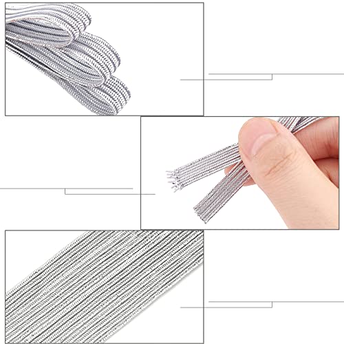 GORGECRAFT 20 Yarda 1/4 Pulgadas Banda Elástica Trenzada Plana 6mm Ancho Plata Cuerdas Elásticas Tira Delgada Cinta para Costura Artesanía Falda Cintura Vestido Fabricación Ropa Mercería Accesorio